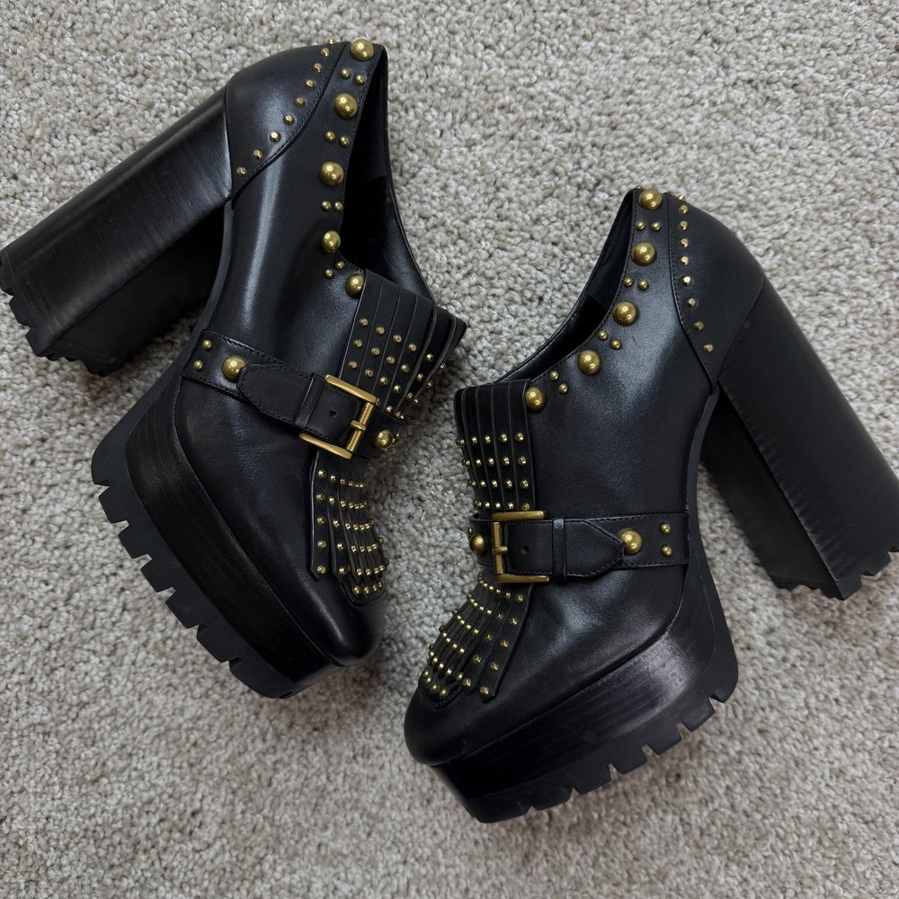 MICHAEL Michael Kors Heels Shoes Womens Size 8 Black Studded Platform Block Heel
